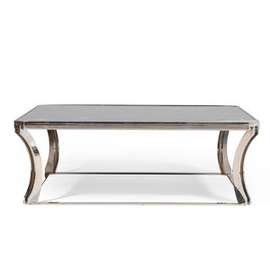 Журнальный столик Hamptons отделка мрамор Laurent brown, цвет металла полированная сталь