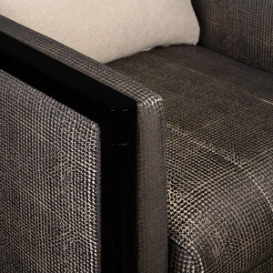 Кресло Lloyd отделка ткань кат. B, ткань кат. D, черный глянцевый ясень, цвет металла латунь