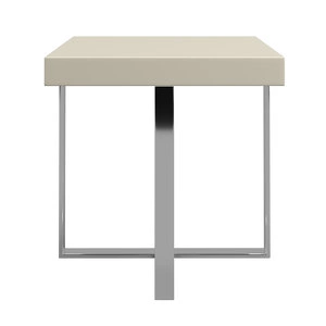 Приставной столик отделка глянцевый серо-бежевый лак, полированная сталь