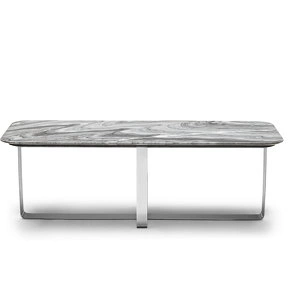 Журнальный столик Hamptons отделка мрамор Ash gray, цвет металла полированная сталь