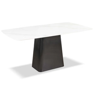 Обеденный стол отделка искусственный камень 8, черный металл
