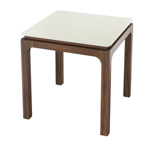 Приставной столик отделка шпон ореха F, светло-серый матовый лак RAL9002