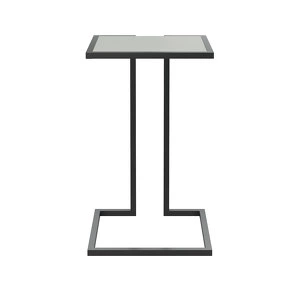 Приставной столик отделка закаленное стекло с керамикой, темно-серый металл